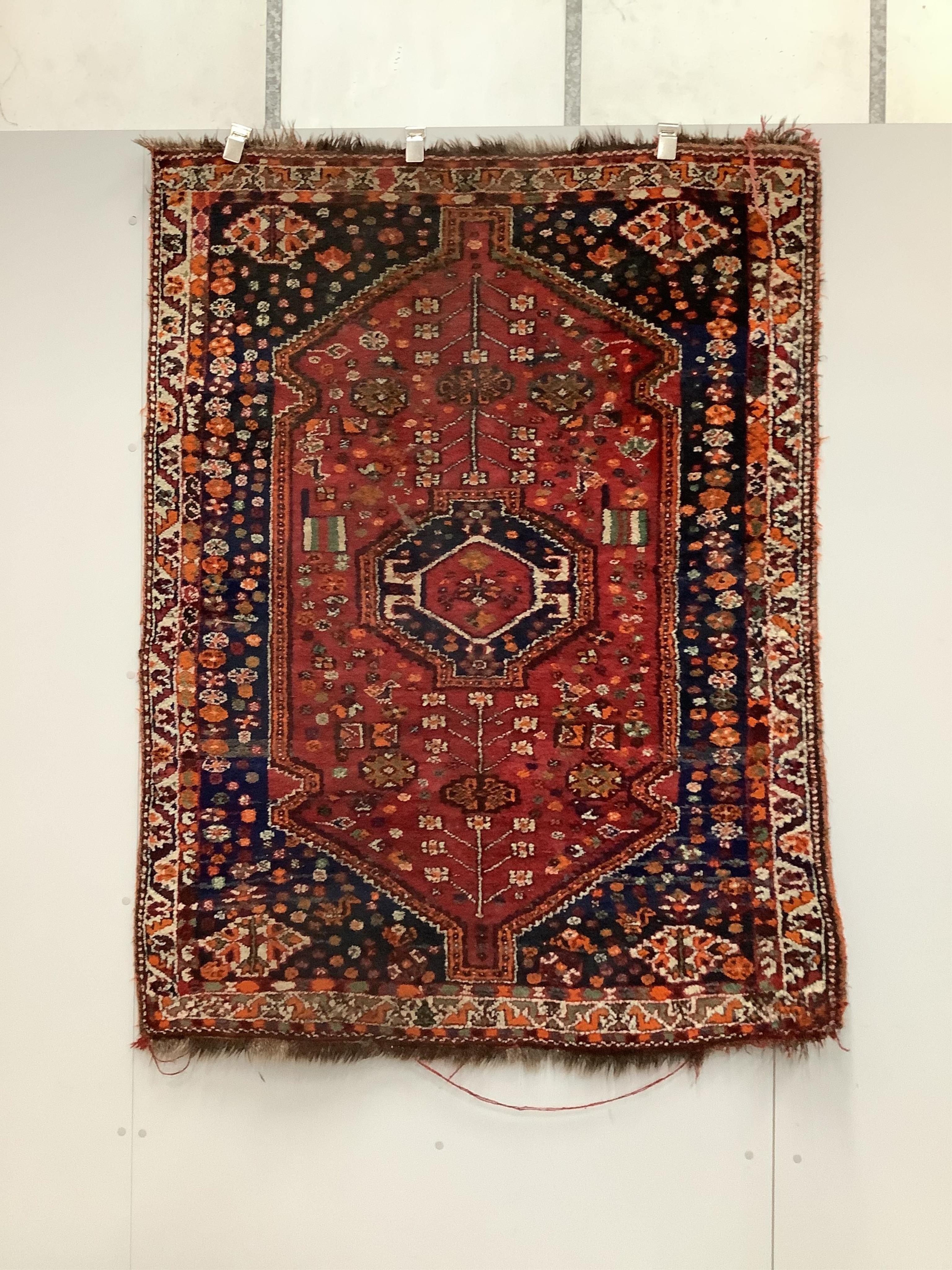 Two rugs, larger 210 x 120cm. Condition - poor to fair